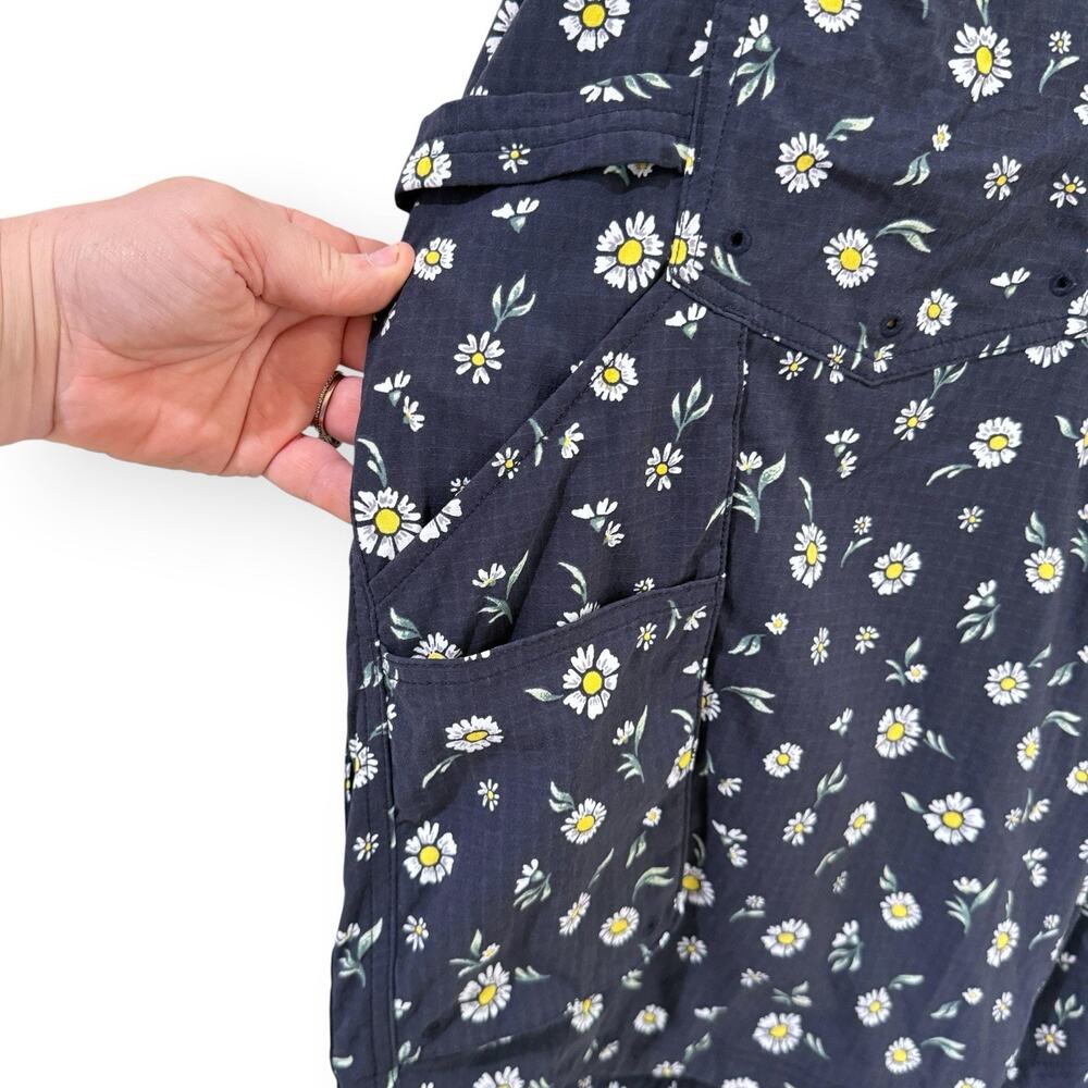 Duluth Trading Overalls Womens XXL Blue Daisy Heirloom Garden Floral Shortalls - Picture 6 of 12